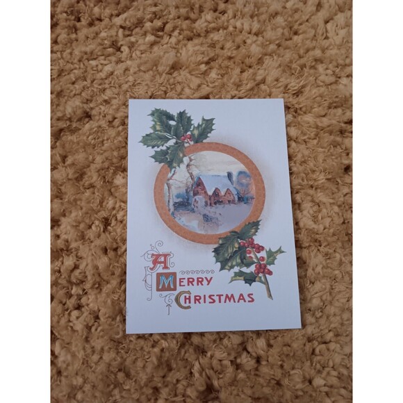 UNUSED Postcard Snowy Christmas Home A Merry Christmas Current, INC. - Picture 1 of 2
